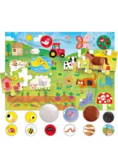 Headu Tactile Kabartma Boyalı 21 Parça Çiftlik Puzzle