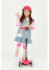 Dragon Işıklı Pembe Scooter - Led Işıklı Scooter